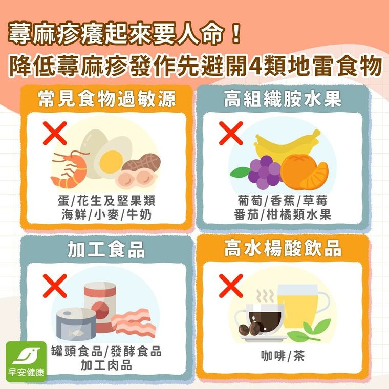 蕁麻疹不能吃什麼？建議食物、病因、保養＆止癢方法